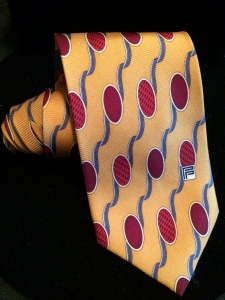 Yellow and Burgundy Patterned Tie
