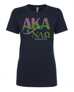 NU LAMBDA OMEGA BLACK Chapter Bling T-Shirt (Sizes 2x-large-3x-large)