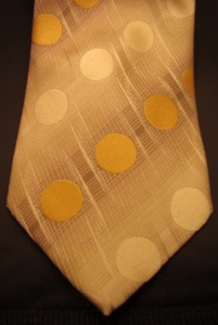 Tan and gold polka dot cross-stitch pattern tie 