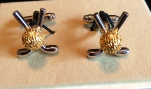 Two-toned Give Me Golf Clubs Cuff Links