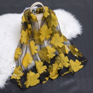  Black and Gold SHEER ORGANZA  Scarf-Limited Quantity