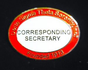 DST Red & White Oval Officer Pin- CORRESPONDING SECRETARY