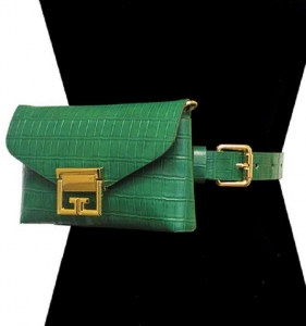 Green Faux Alligator Belt Bag with gold accents-Great Buy-Only 2 left!!