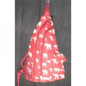  Red & White Elephant Print Sling Bag Cross Body Bag