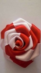 RED & WHITE SILK ROSE FLOWER LAPEL STICK PIN