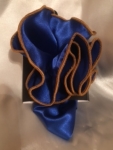 Blue With Gold Trim Round Pocket Square