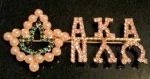 AKA 20 Pearls Ivy Leaf NU LAMBDA OMEGA Chapter Pin-SWAROVSKI CRYSTAL