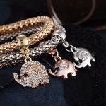 Tri-Colored Jewelry Set with Elephant Charms