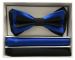 3 Layered Black and Royal Blue Bow tie-Pre-tied only