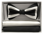 3 layered White and Black Bow tie-Pre-tied only