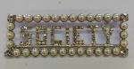 SOCIETY PEARL  AND SWAROVSKI CRYSTAL LETTER LAPEL PIN 