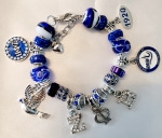 ZPB Blue &White Beaded Bangle Charm Bracelet