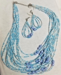 Powder Blue and White Beaded Necklace Set