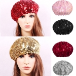  Fun Shiny Stretch Sequin Fashion Beret-One size fits most heads!