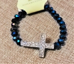 BLUE Bead Stretch Cross Bracelet