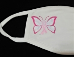 BREAST CANCER AWARENESS PINK RIBBON BUTTERFLY MASK- Black or White