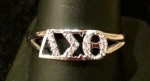 Delta Sigma Theta Sterling Silver Ring with simulated diamonds