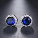 SAPPHIRE BLUE  and CRYSTAL STUD EARRINGS