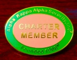 NEW!-AKA Pink and Green Oval Officer Pin- CHARTER MEMBER