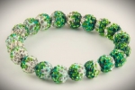 GREEN MARBLED Crystal Ball  Bracelet