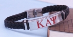Kappa Alpha Psi  Black Braided leather and Metal Bracelet-NEW