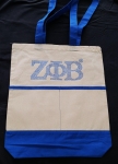 Blue and White Zeta tote bag