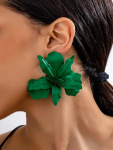 Dramatic Green Bold Statement Acrylic Earrings-Post