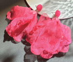 Bohemian styled Fuchsia chiffon post dangling earrings.