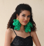  Bohemian Green Chiffon post dangling earrings