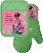 AKA Inspirational Pink and Green  Silicone Mitt/Pot Holder-1 left