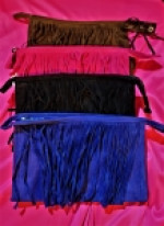  FAUX SUEDE FRINGED COSMETIC BAG/CLUTCHES-These won't last long!