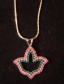 AKA Pink and Green Crystal Ivy Leaf Necklace-Silve...