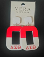 Delta Sigma Theta Red and White Dangling Earrings-Only 3 left!
